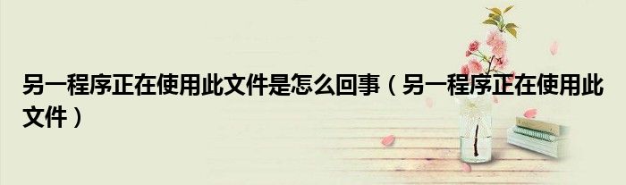 另一程序正在使用此文件是怎么回事（另一程序正在使用此文件）