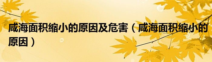 咸海面积缩小的原因及危害（咸海面积缩小的原因）