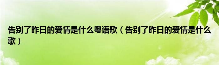 告别了昨日的爱情是什么粤语歌（告别了昨日的爱情是什么歌）
