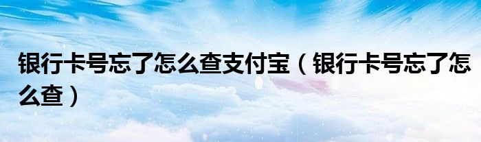 银行卡号忘了怎么查支付宝（银行卡号忘了怎么查）