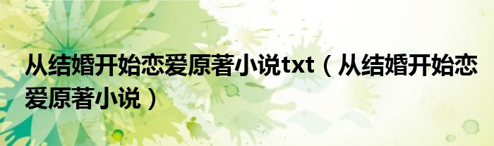 从结婚开始恋爱原著小说txt（从结婚开始恋爱原著小说）