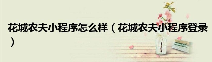 花城农夫小程序怎么样（花城农夫小程序登录）
