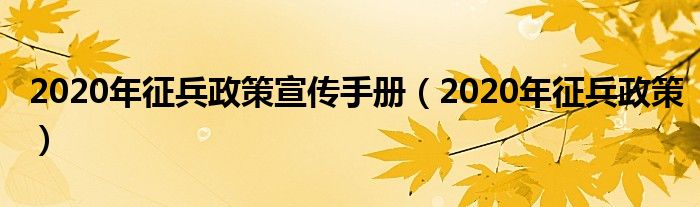 2020年征兵政策宣传手册（2020年征兵政策）