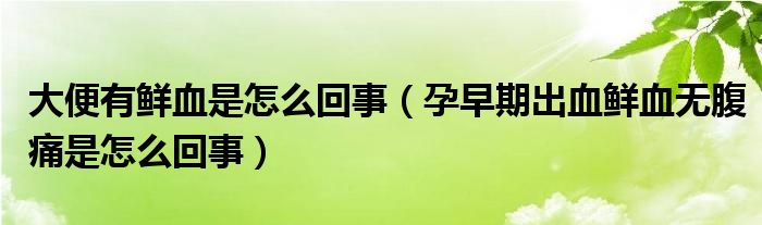 大便有鲜血是怎么回事（孕早期出血鲜血无腹痛是怎么回事）