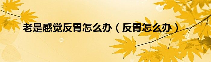 老是感觉反胃怎么办（反胃怎么办）