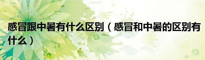 感冒跟中暑有什么区别（感冒和中暑的区别有什么）