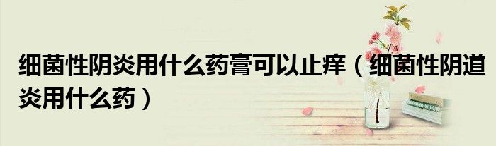 细菌性阴炎用什么药膏可以止痒（细菌性阴道炎用什么药）