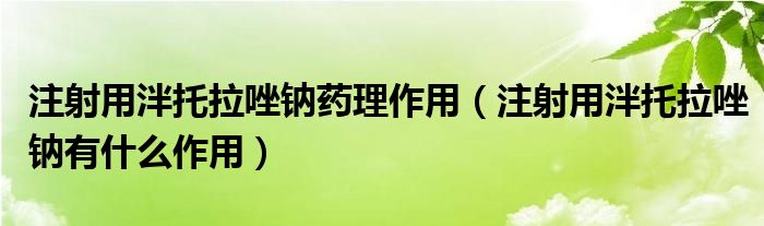 注射用泮托拉唑钠药理作用（注射用泮托拉唑钠有什么作用）