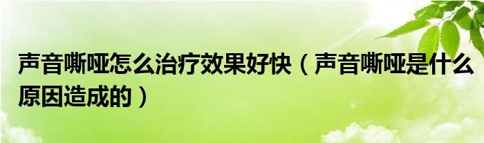 声音嘶哑怎么治疗效果好快（声音嘶哑是什么原因造成的）