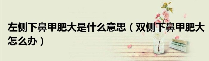 左侧下鼻甲肥大是什么意思（双侧下鼻甲肥大怎么办）