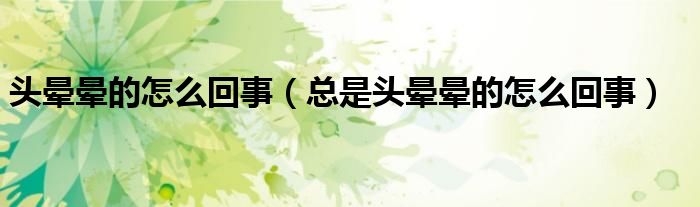 头晕晕的怎么回事（总是头晕晕的怎么回事）