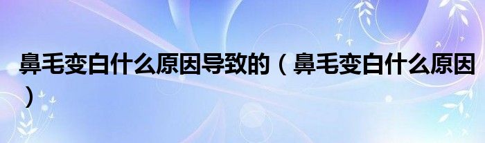 鼻毛变白什么原因导致的（鼻毛变白什么原因）