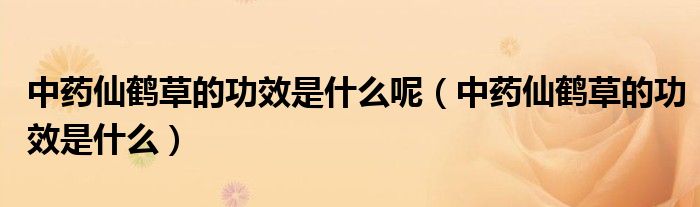 中药仙鹤草的功效是什么呢（中药仙鹤草的功效是什么）
