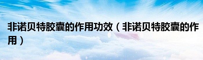 非诺贝特胶囊的作用功效（非诺贝特胶囊的作用）