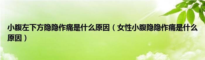 小腹左下方隐隐作痛是什么原因（女性小腹隐隐作痛是什么原因）