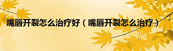 嘴唇开裂怎么治疗好（嘴唇开裂怎么治疗）