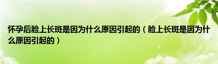 怀孕后脸上长斑是因为什么原因引起的（脸上长斑是因为什么原因引起的）