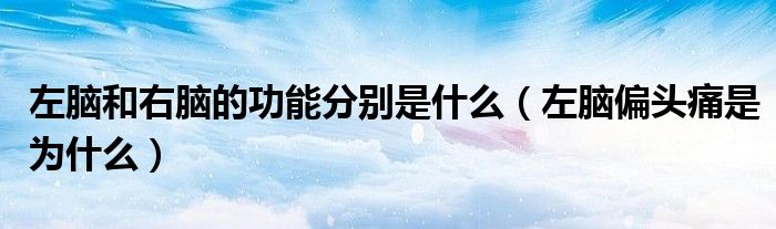 左脑和右脑的功能分别是什么（左脑偏头痛是为什么）