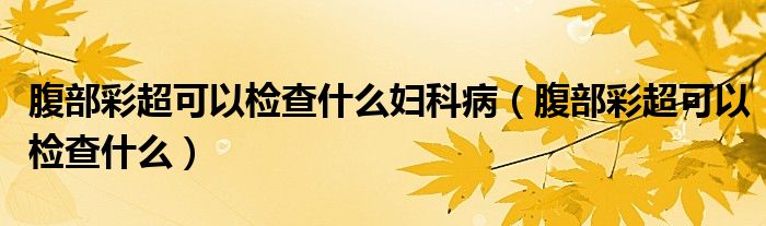 腹部彩超可以检查什么妇科病（腹部彩超可以检查什么）