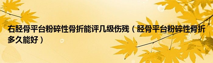 右胫骨平台粉碎性骨折能评几级伤残（胫骨平台粉碎性骨折多久能好）