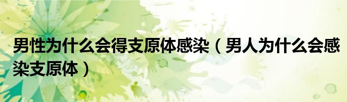 男性为什么会得支原体感染（男人为什么会感染支原体）