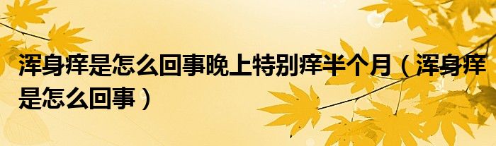 浑身痒是怎么回事晚上特别痒半个月（浑身痒是怎么回事）