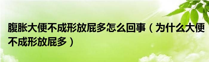 腹胀大便不成形放屁多怎么回事（为什么大便不成形放屁多）