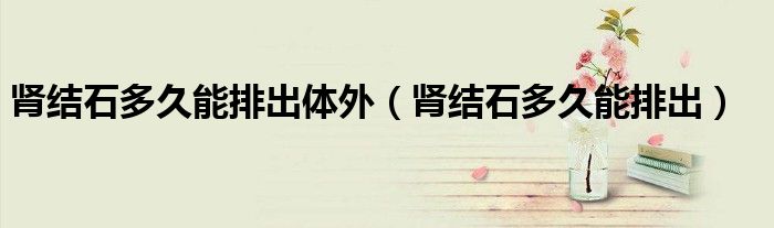 肾结石多久能排出体外（肾结石多久能排出）