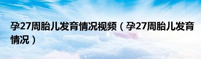 孕27周胎儿发育情况视频（孕27周胎儿发育情况）