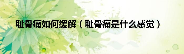 耻骨痛如何缓解（耻骨痛是什么感觉）