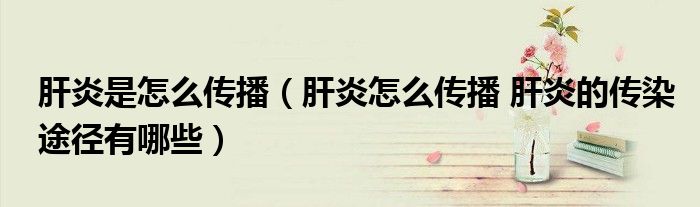 肝炎是怎么传播（肝炎怎么传播 肝炎的传染途径有哪些）