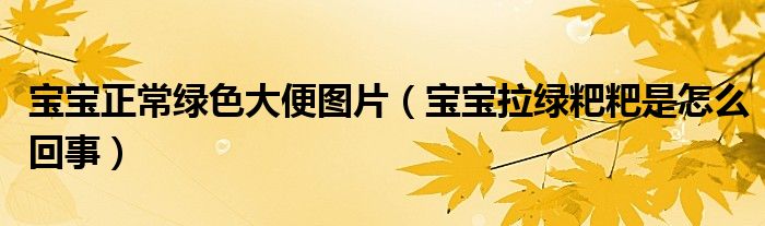 宝宝正常绿色大便图片（宝宝拉绿粑粑是怎么回事）