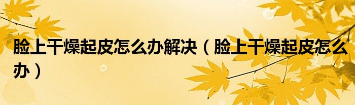 脸上干燥起皮怎么办解决（脸上干燥起皮怎么办）