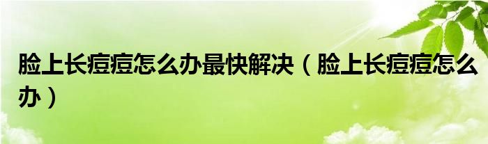 脸上长痘痘怎么办最快解决（脸上长痘痘怎么办）