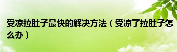 受凉拉肚子最快的解决方法（受凉了拉肚子怎么办）