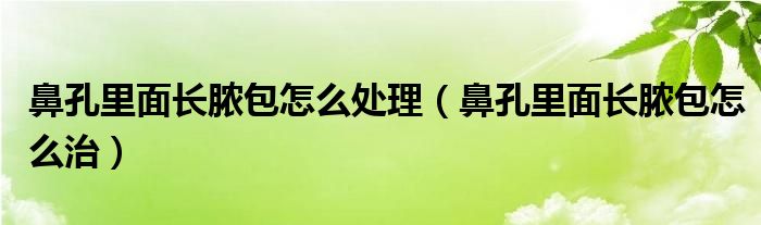 鼻孔里面长脓包怎么处理（鼻孔里面长脓包怎么治）