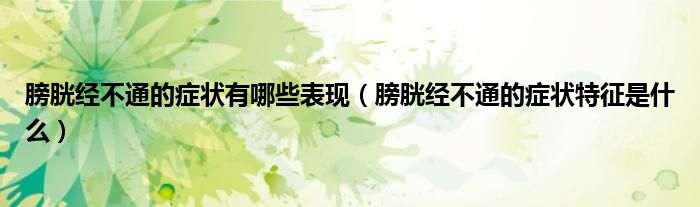 膀胱经不通的症状有哪些表现（膀胱经不通的症状特征是什么）