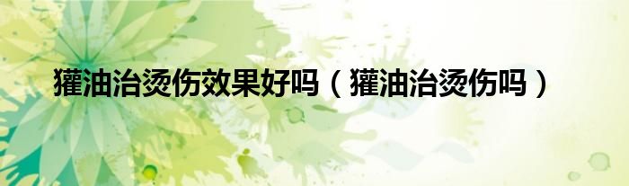 獾油治烫伤效果好吗（獾油治烫伤吗）