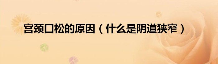 宫颈口松的原因（什么是阴道狭窄）