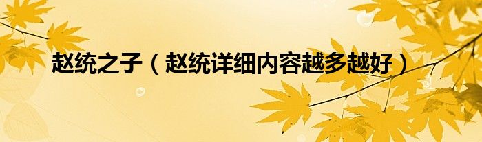 赵统之子（赵统详细内容越多越好）