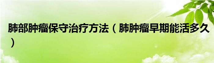 肺部肿瘤保守治疗方法（肺肿瘤早期能活多久）