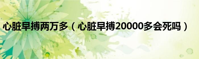 心脏早搏两万多（心脏早搏20000多会死吗）