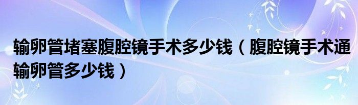 输卵管堵塞腹腔镜手术多少钱（腹腔镜手术通输卵管多少钱）