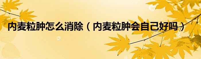内麦粒肿怎么消除（内麦粒肿会自己好吗）