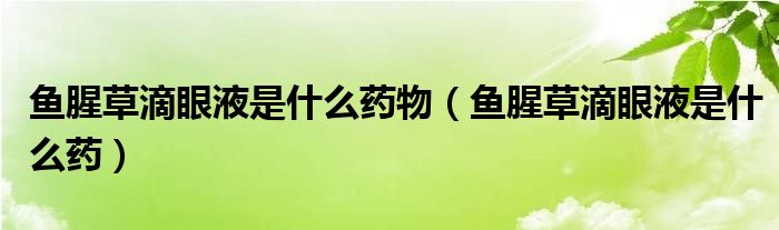 鱼腥草滴眼液是什么药物（鱼腥草滴眼液是什么药）