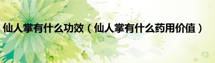 仙人掌有什么功效（仙人掌有什么药用价值）