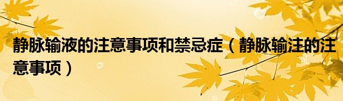 静脉输液的注意事项和禁忌症（静脉输注的注意事项）