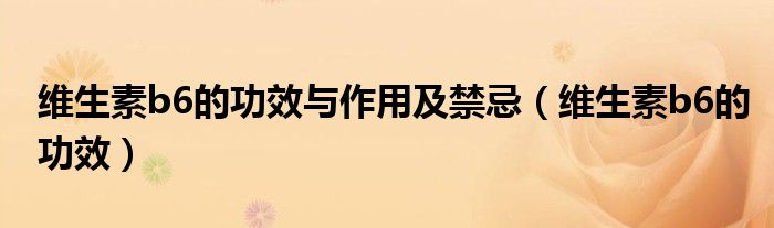 维生素b6的功效与作用及禁忌（维生素b6的功效）