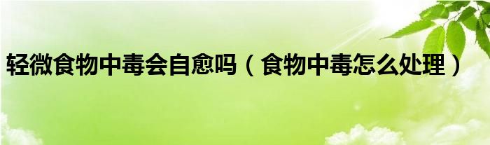 轻微食物中毒会自愈吗（食物中毒怎么处理）