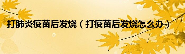 打肺炎疫苗后发烧（打疫苗后发烧怎么办）